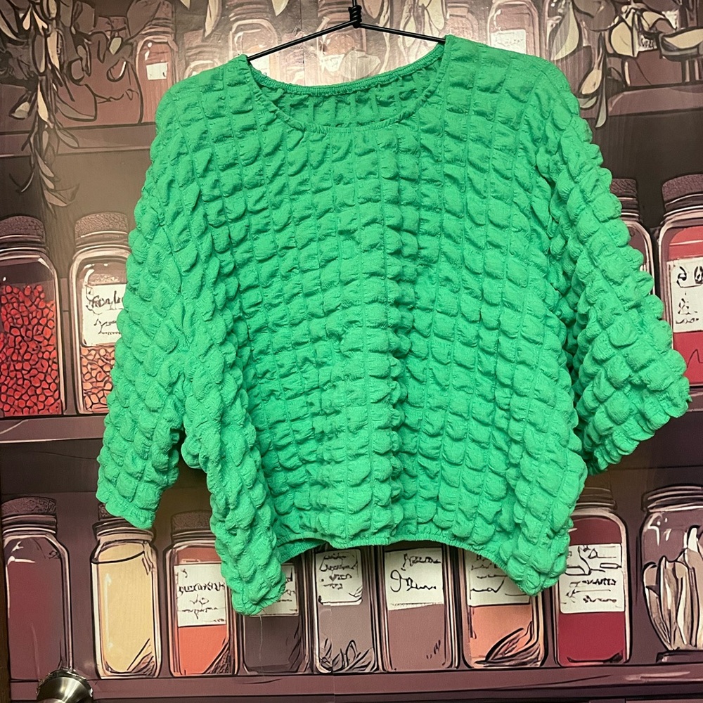 Vibrant Green Textured Sweater